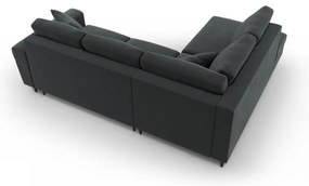 Colțar gri închis extensibil, cu spațiu de depozitare cu tapițerie din catifea (cu colț pe partea stângă-în formă de ”L”) Kyoto – Cosmopolitan Design