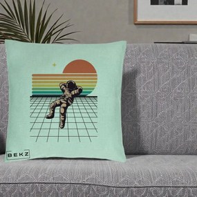 Perna Decorativa Astronaut Retro Space, 40x40 cm, Verde Menta, Husa Detasabila, Perna Inclusa, BEKZ®