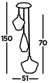 Lustră pe cablu MIA 3xE27/60W/230V alamă Searchlight 5423-3AB