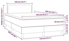 Pat box spring cu saltea, gri inchis, 120x200 cm, textil Morke gra, 120 x 200 cm, Culoare unica si cuie de tapiterie