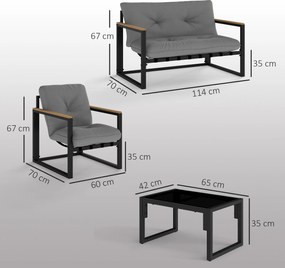 Outsunny Set Grădină 4, Gri Deschis | Aosom Romania