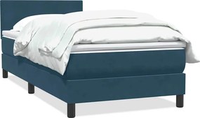 vidaXL Pat box spring cu saltea, albastru închis, 80x210 cm, catifea