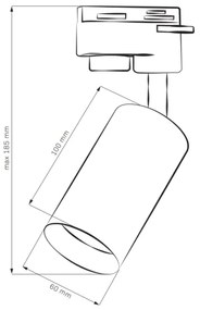 Spot pentru sistem de șină MARIBEL 3xGU10/10W/230V +1 m sistem de șină