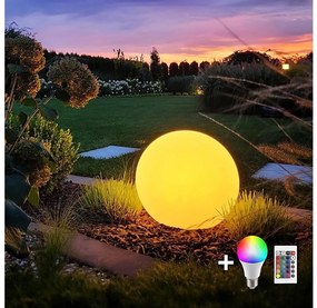 Lampă LED RGB reglabilă GLOBO 1xE27/8,5W/230V Ø40 cm IP44 + telecomandă