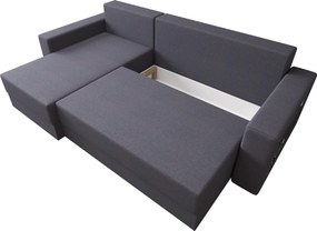 Canapea extensibila reversibila in forma de L NORIX 240x140 cm, gri inchis cu raft + 2 pernute GRATUIT