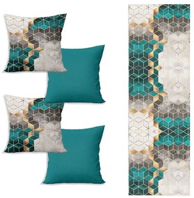 Set napron și 4 fețe de pernă Optic - Minimalist Cushion Covers