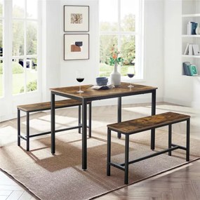 Set Masa Cu 2 Banci Maro Si Negru, 110 Cm