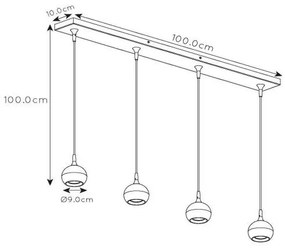Lustră pe cablu FAVORI 4xGU10/5W/230V albă Lucide 09434/04/31