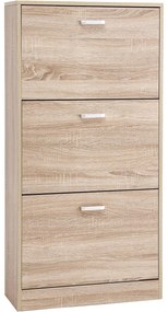 dulap pentru pantofi, suport pentru pantofi pe 3 niveluri, comodă pentru pantofi, culoare stejar, reglabil 60 x 120 x 24 cm (