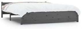 Cadru de pat, gri, 140x190 cm, lemn masiv Gri, 140 x 190 cm