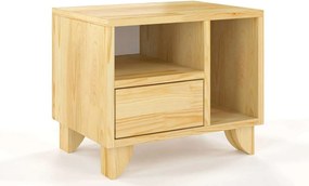 Noptieră lemn masiv TerraCraft 1 Sertar 2 Rafturi Pin, 45 × 35 × 39 cm - Alb Pur