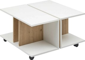 Masuta cafea MATS MINI, stejar artisan/alb, PAL melaminat, 75x75x45 cm