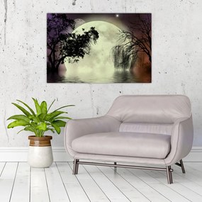 Tablou - Lună plină deasupra apei (90x60 cm)