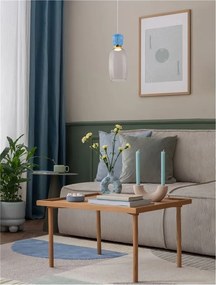 Pendul LED, Lustra design modern Pluma albastru deschis/ cyan