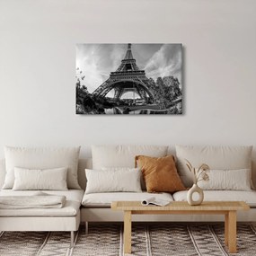 Tablou - Turnul Eiffel, alb-negru (90x60 cm)