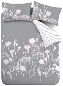 Lenjerie de pat gri pentru pat dublu 200x200 cm Meadowsweet Floral – Catherine Lansfield