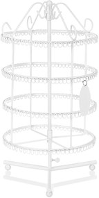 Stativ circular pentru bijuterii fără suport, 4 etaje, metalic, alb