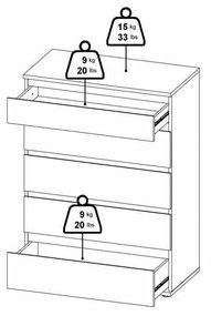 Comodă în culoare naturală înaltă cu aspect de lemn de stejar 77x107 cm Nova – Tvilum