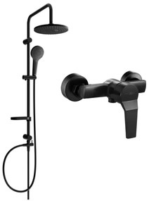 Mexen Erik set de duș montat pe perete cu panel de duș și baterie de duș Caro, negru - 746640205-70