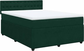 vidaXL Pat box spring cu saltea, verde închis, 160x200 cm, catifea