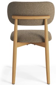 MAZZONI EXPORT ALDO Maro Taupe (material Monza 40)/cadru stejar lăcuit - SCAUN DIN LEMN BOUCLÉ PENTRU SALON SUFRAGERIE BUCĂTĂRIE RETRO
