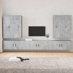 3188874 vidaXL Set dulapuri TV, 7 piese, gri beton, lemn prelucrat