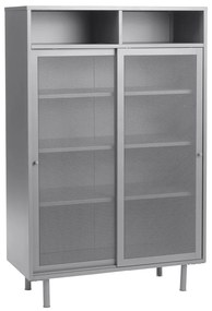 Dulap gri din metal cu ușă glisantă 90x140x40 cm Veep – Unique Furniture