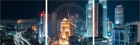 Tablou - Noaptea în Kuala Lumpur (cu ceas) (90x30 cm)