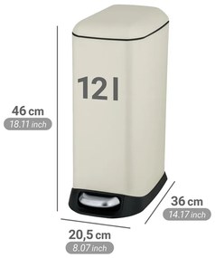 Coș de gunoi crem cu pedală din oțel 12 l Design – Wenko