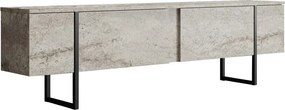 Comoda TV, Hanah Home, Luxe, 180x30x50 cm, Travertin / Negru
