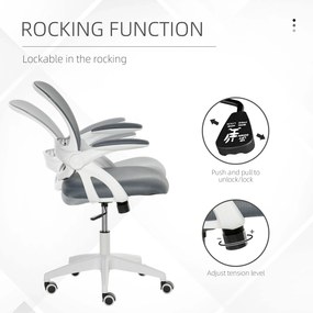 Scaun de Birou Ergonomic Spatar din Plasa si Sezut Capitonat, Inaltime Reglabila, 65.5x61.5x88-97.5cm, Gri Vinsetto | Aosom RO