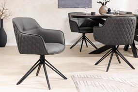 Set 2 scaune Pivotante, Piele Naturala, Gri, Euphoria