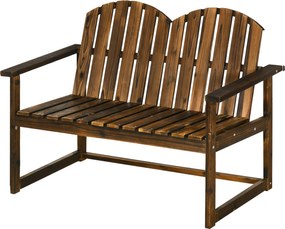 Outsunny Bancă de grădină pentru 2 persoane, design rustic, lemn de pin, 114x63x86 cm | Aosom Romania