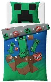 Lenjerie de pat pentru copii Minecraft CreeperExplode , 140 x 200 cm, 70 x 90 cm