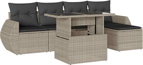 vidaXL Set canapele de grădină cu perne, 6 piese gri deschis poliratan