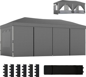 Outsunny Pavilion de grădină 3 x 6 m pop up pavilion pliant reglabil pe înălțime protecție UV50+ montaj ușor gri închis | Aosom Romania