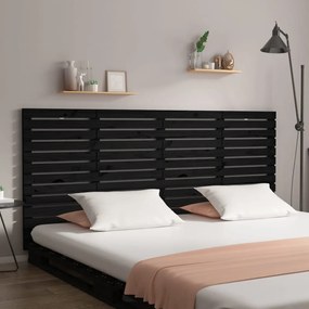 824672 vidaXL Tăblie de pat pentru perete, negru 206x3x91,5 cm lemn masiv pin