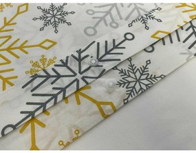 Lenjerie de pat din bumbac de Crăciun Flori aurii, 140 x 200 cm, 70 x 90 cm