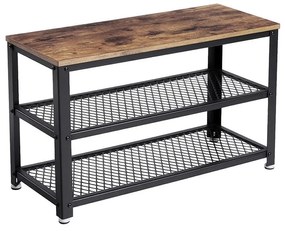 Vasagle Bancă pentru hol cu spațiu pentru pantofi INDY, 73x30x45cm, maro/negru
