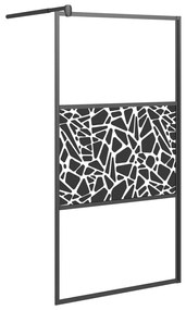 Paravan de dus walk-in negru 100x195 cm sticla ESG model piatra Negru, 100 x 195 cm, glass and stone