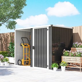 Outsunny Șopron de Grădină din Oțel Galvanizat, Ușă Blocabilă, 231 x 125 x 162 cm, Gri Închis | Aosom Romania