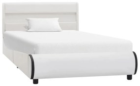 285014 vidaXL Cadru de pat cu LED, alb, 90 x 200 cm, piele ecologică