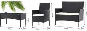 Set de grădină din rattan Aldotrade GardenLine,negru + brațe crem