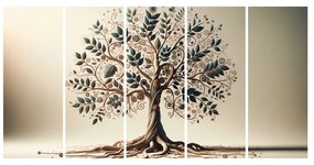 Tablou 5-piese arborele vieții decorativ cu ornamente
