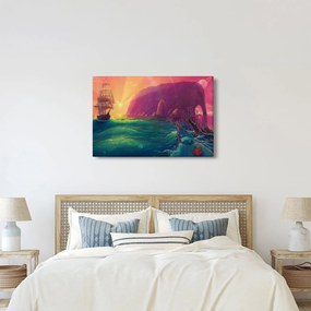 Tablou - Pictură în ulei, călătorie într-un țărăm fantastic (90x60 cm)