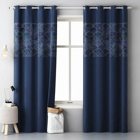 Draperie decorativă de lux, culoarea albastru închis cu model 140x250 cm