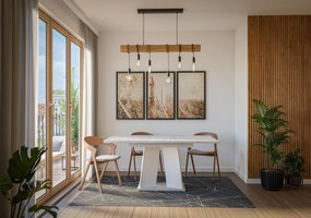 Masă de sufragerie Mulnu (gri deschis + Alb) (pentru 4 până la 6 persoane). 1055226