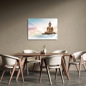 Tablou pe sticlă - Buddha care supraveghează pământul (70x50 cm)