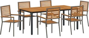 vidaXL Set de masă pentru grădină 7 pcs Gri și Brown poliratan