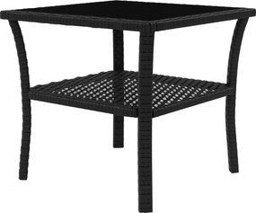 Outsunny Masă de grădină din polyrattan, 50 x 50 x 45 cm, măsuță rezistentă la intemperii pentru 4 persoane, pătrată cu poliță și blat din sticlă | Aosom Romania
